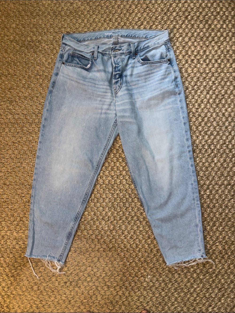 Old Navy Light Blue High-Rise Cropped Jeans with Frayed Hem